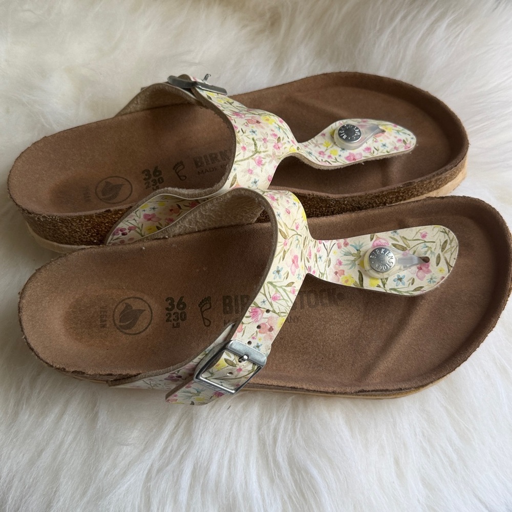 BIRKENSTOCK Gizeh BS Birko Flor VEGAN Thong Sandal EU36/US 5.5 WATERCOLOR FLOWER - Picture 4 of 10